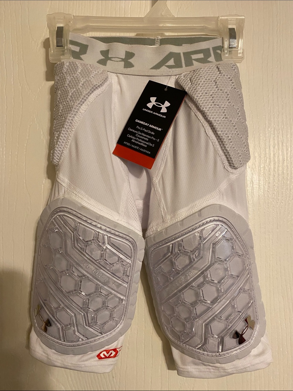Under Armour White Padded Football Girdle with Gray Accents